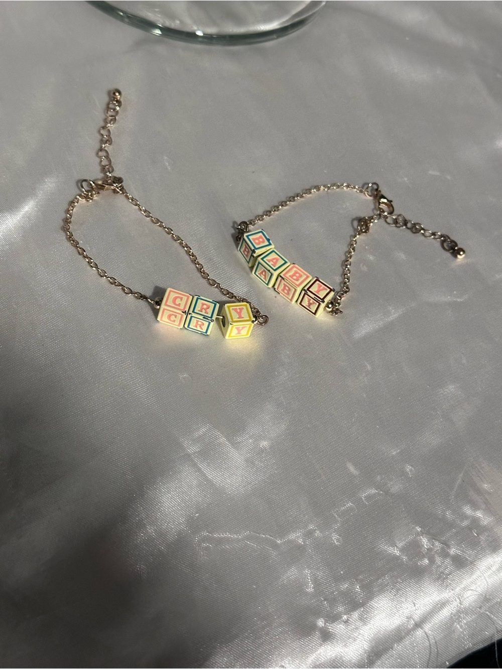 Melanie Martinez Gold Tone Letter-Block “Cry Baby Bracelet